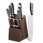 Knife Set, 8 Pieces High Carbon Kitchen Knife Set with Block, Stainless Steel Chef Knife Set with Sharpener, Full Tang, Classical style