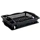 Plastic Dish Drainer Rack Tray Cutlery Plate Cup Holder (Black)