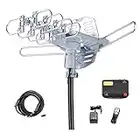 McDuory Amplified Digital Outdoor HDTV Antenna 150 Miles Long Range - 360 Degree Rotation Remote Control - Tools Free Installation - Support 2 TVs