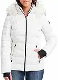 Nautica Womens Faux Fur Trim Hooded Midweight Puffer Jacket (Large, White)