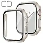 2 Pack Case with Tempered Glass Screen Protector for Apple Watch Series 6/5/4/SE 40mm,JZK Slim Guard Bumper Full Coverage Hard PC Protective Cover HD Ultra-Thin Cover for iWatch 40mm,Starlight