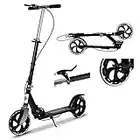 Kick Scooter for Adults, Foldable Adult Scooter Adjustable Handlebar Push Scooter with Kickstand, Dual Brake System 200mm Wheels ABEC-7 Bearings for Boys Girls Adults Teens Ages 8 9 10 11 12+ Gift