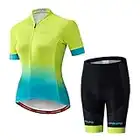 Weimostar Cycling Jersey Set Women Bike Jersey Shorts Suit Padded Ladies MTB top Bottom Shirts Road Mountain Bicycle Clothes Clothing Uniform Summer Racing Blouse Female Green Blue XXL