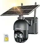 Xega 3G/4G LTE 2K Cámara de Seguridad Inalámbrica para Exteriores con Energía Solar, 355°/95°, Sensor de Movimiento PIR, Visión Nocturna, Conversación Bidireccional, Tarjeta SIM Incluida