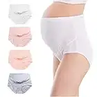 FEOYA 4 pcs/Ensemble de Culotte de Maternité pour Culotte Enceinte Femme Endormie Soutien Abdominal Ceinture de Maternité Cous-vêtements sans Couture