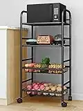 SZCSHOOL Microwave Cart, Rolling Cart Organizer Large Capacity, Microwave Cart with Storage, 4 Tier Rolling Cart, Metal Rolling Kitchen Cart, Rolling Storage Cart Sturdiness, Kitchen Storage Cart