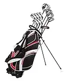 Precise Men's Right Handed Complete Golf Club Set, Superlite Graphite Shafts for Woods and True Temper Steel Shafts for Irons, Bonus Sand Wedge, Plus More, Black/Red, (78000-Red-MRH)