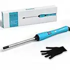 Terviiix Small Curling Wand Iron, 9mm Thin Curling Iron Wand for Short & Long Hair, Argan Oil and Keratin Infused Ceramic Barrel Curler with Digital Adjustable Temperature & Auto-Off Function