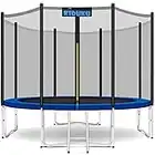 KIDUKU® Trampolino, Tappeto Elastico per Giardino Ø 244 cm | Set Completo con Rete di Sicurezza, Scaletta, Copertura, Ancoraggi e Accessori | Trampolino Elastico per Bambini