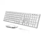 seenda Rechargeable Wirelees Bluetooth Keyboard and Mouse Set(USB + Dual BT), Multi - Device Ultra Slim Wireless Mouse and Keyboard, Compatible for Win 7/8/10, Mac OS, iPad, Tablet, QWERTY UK Layout