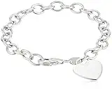 Amazon Collection Sterling Silver Heart-Tag Bracelet, 7.5"