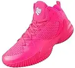 PEAK High Top Mens Basketball Shoes Lou Williams Streetball Master Breathable Non Slip Outdoor Sneakers Cushioning Workout Shoes for Fitness Pink