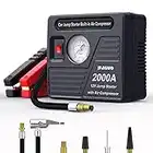 JF.EGWO 2000A Car Jump Starter with Air Compressor, 20000mAh Battery Booster (Up to 8.0L Gas or 6.0L Diesel Engine) &150 PSI Tire Inflator, Built-in 2 USB Port and 2 Light