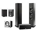 Polk Audio 5.1 Channel Home Theater System with Powered Subwoofer |Two (2) T15 Bookshelf, One (1) T30 Center Channel, Two (2) T50 Tower Speakers, PSW10 Sub | Alexa + HEOS