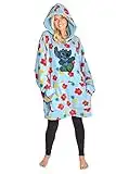 Disney Sudadera Oversize Mujer Polar Talla Única Stitch Winnie Pooh (Azul Tropical Claro)