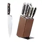 Enfmay Kitchen Knife Sets, 7 Pieces Knife Set with Block, Pakka Wood Handle Kitchen Knives Sets Professional German 1.4116 Stainless Steel Blade Kitchen Knives for Chopping, Slicing, Dicing