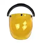 Viviance 3-Snap Button Bubble Visor Flip Up Wind Face Shield Lens for Motorcycle Helmet 3 Color (Amber)