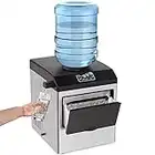 SOUKOO 2 in 1 Water Ice Maker Machine, 48lbs Daily Ice Cube Makers,Stainless Steel for Countertop,Tabletop with a Scoop and a 4.5 Pound Storage Basket……………