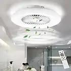 BKZO 60CM LED Ceiling Light with Fan, Ceiling Fan Lights 24 Levels Wind Speeds, Stepless Dimming Light, Modern Fan Lighting for Living Room, Dining Room, Bedroom, Office, 3000-5500K, White