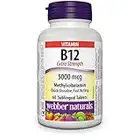 Webber Naturals Vitamin B12 5000 mcg, Extra Strength, Quick Dissolve, 60 Tablets, Supports Energy Production and Metabolism, Vegetarian