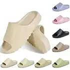 Puimentiua Weiche Open-Toe Schlappen,Herren rutschfest Slides Slippers,Damen Schnelltrocknend Hausschuhe Badelatschen Badeschuhe | E-Beige,40 EU