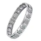 Jecanori Titanium Steel Magnetic Bracelet for Men Women,Unisex Style Ultra Strength Magnets Brazaletes(3500 Guass),Adjustable Size Wirstband with Adjustment Tool and Jewelry Gift Box (A-Silver)