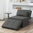 Sofa Bed, 4 in 1 Multi-Function Folding Ottoman Breathable Linen Couch Bed with Adjustable Backrest Modern Convertible Chair for Living Room Apartment Office, Dark Grey