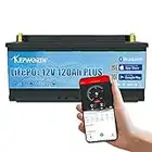 Bluetooth Lifepo4 Akku 12v 120ah Autobatterie mit BMS Ersetzt AGM oder Gel Aufbau Batterie für Wohnmobil, Boot, Camping oder Solaranlage