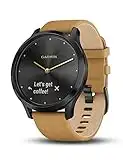 Garmin vivomove HR, Hybrid Smartwatch for Men and Women, Onyx Black with Light Tan Suede Band