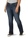 Wrangler Women's Western Plus Size Mid Rise Stretch Boot Cut Jean, Mid Wash, 18-32