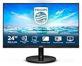 PHILIPS 241V8LA- 24 Inch FHD Monitor, 75Hz, 4ms, VA, Speakers LowBlue, Flickerfree (1920 x 1080, 250 cd/m², HDMI/VGA)