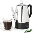 Mixpresso Electric Percolator Coffee Pot | Stainless Steel Coffee Maker | Percolator Electric Pot - 10 Cups Stainless Steel Percolator With Coffee Basket