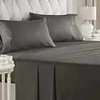 King Size Sheet Set - Breathable & Cooling - Hotel Luxury Bed Sheets - Extra Soft - Deep Pockets - Easy Fit - 4 Piece Set - Wrinkle Free - Comfy - Dark Grey Bed Sheets - Kings Sheets - Fitted Sheets