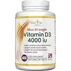 Vitamin D 4000iu - 400 Premium Vitamin D3 Easy-Swallow Micro Tablets - One a Day High Strength Cholecalciferol VIT D3 - Vegetarian Supplement - Made in The UK by Incite Nutrition