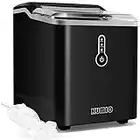 KUMIO Ice Makers Machine Countertop, 12kg/24h, 9 Thick Bullet Ice Ready in 6-9 Mins, Portable Ice Maker with Ice Scoop and Basket, 1.5L Water Tank, Compact Design for Home Kitchen Office Party (black)