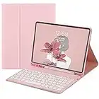 Disonbeir iPad mini 5th Generation mini 4 Keyboard Case Cute Round Key Color Keyboard Wireless Detachable BT Keyboard Cover for iPad Mini 5th Gen (mini4/mini5, LightPink)