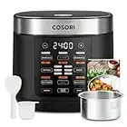 COSORI Rice Cooker Maker 10 cup Uncooked 18 Functions, Japanese Style Fuzzy Logic Technology, Large Stainless Steel Steamer, Warmer, Timer, Slow Cooker, Sauté, 1000W, Texture Optional, 50 Recipes, Olla Arrocera Electrica