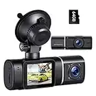 Dual Dash Cam with 64GB SD Card FHD 1080P Front and Inside Dash Camera Infrared Night Vision Car Camera with 1.5" LCD Display Parking Mode G-Sensor Loop Recording HDR