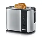 SEVERIN Automatik-Toaster, Toaster mit Brötchenaufsatz, hochwertiger Edelstahl Toaster zum Toasten, Auftauen und Erwärmen, 800 W, Edelstahl-gebürstet/schwarz, AT 2589