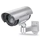 Caméra Factice, Fausse Caméra de Vidéosurveillance, Caméras de Surveillance Factices Intérieures et Extérieures Système de Sécurité pour Bureau à Domicile avec Lumière LED Rouge Clignotante (Argent)