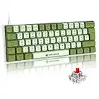 Small Mechanical Gaming Keyboard Type-c Wired with PBT Dye-subbed Keycaps Rainbow RGB Backlit 60% Layout Full Anti-Ghosting 62 Key Ergonomic for Typist Laptop PC Mac Gamer (Green Mix/Red Switch)