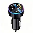 YCTech Bluetooth Car Charger Adapter, Bluetooth FM Transmitter Aux Car Wireless Radio Adapter, Hand-Free Calling, Music Player, for iPhone 14 13 12 11 Pro Max, Samsung S23 S22 S21 S20 FE Ultra