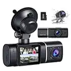 VSTARK 3 Channel Dash Cam Front and Rear Camera 64GB U3 SD Card Inside Cabin Car Camera IR Night Vision Emergency Locking Parking Moniot WDR 2 Mounting Options