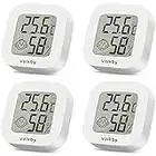 Vaikby Mini Digital Thermometer Hygrometer innen 4 Stück, raumthermometer zimmerthermometer temperatur und luftfeuchtigkeitsmesser, Hochgenauer temperatursensor für Innenraum Babyraum Wohnzimmer Büro