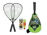 Talbot-Torro Set de Speed Badminton Speed ​​​​5500 LED, 2 Raquetas de Aluminio de 56,5 cm, 5 Volantes, Incluye Bolas LED para Jugar en la Oscuridad, en una Mochila, Verde Lima-Negro, 490118