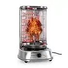 oneConcept Kebab Master - Vertical Grill, Fat-Free Rotisserie Grill, Kebab Machine, Detachable Dishwasher-Safe Parts, 1800W, 360 ° All-Round Grilling, Cool-Touch Handle, LED, Silver