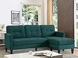 LETATA Convertible Sectional Sofa Couch with Chaise, Green L Shaped Couch Sofa Set with Reversible Ottoman, Modern Small Sectional Couches for Living Room,Apartment,Small Spaces