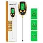 Eyglo 5-IN-1 Bodentester pH-Meter, Digitaler Pflanzen Thermometer-Tester mit Beleuchtungsstärke/Bodentemperatur/Feuchtigkeit/PH/Umgebungsfeuchtigkeit,für Topfpflanzen, Gärten, Rasen (Gelb A)