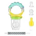 Vicloon Baby Food Feeder Set, Silicone Teething Pacifiers Fresh Fruit Feeder, Baby Food Feeder Fruit Feeder Set, Infant Teething Toys Teether for Baby, Pacifier Feeder Baby Supplies Toys (Green)