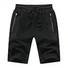 Tansozer Pantalones Cortos Hombre Shorts Hombre Deportivos Pantalones Cortos Hombre Gym Deporte Verano Bolsillos Mallas Cortas Running Algodon Short Negro L